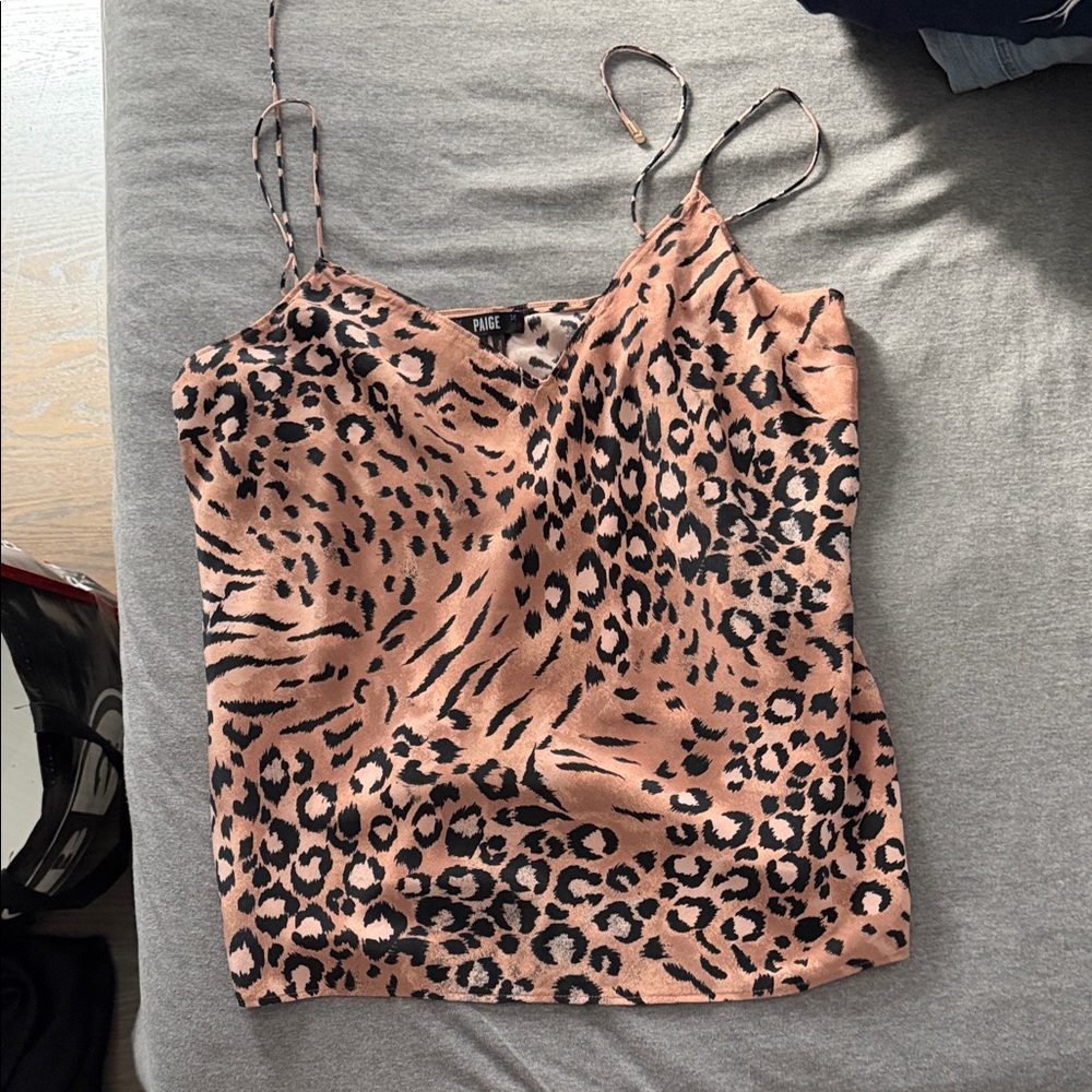 PAIGE Blush Pink Leopard-Print %100 silk  Cami